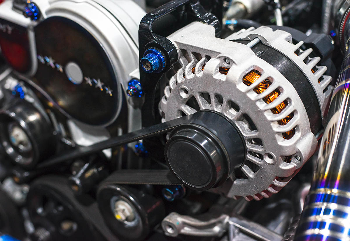 Close-up of car alternator 