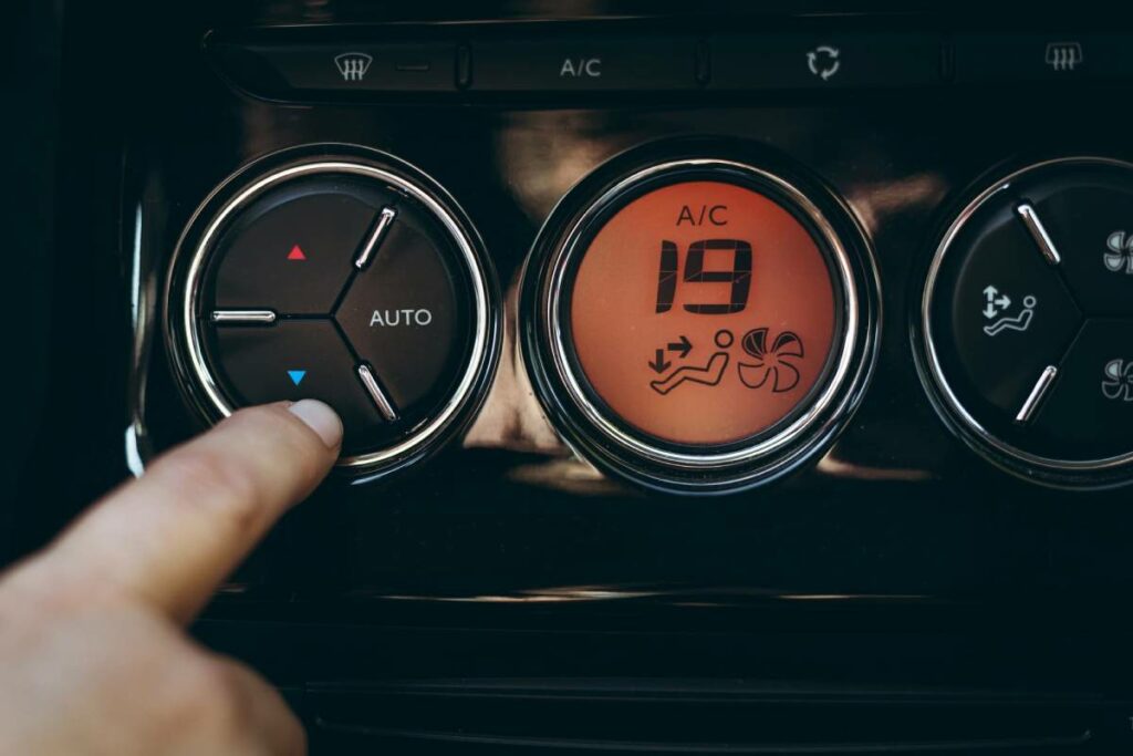 Close up photo of a vehicle air conditioner