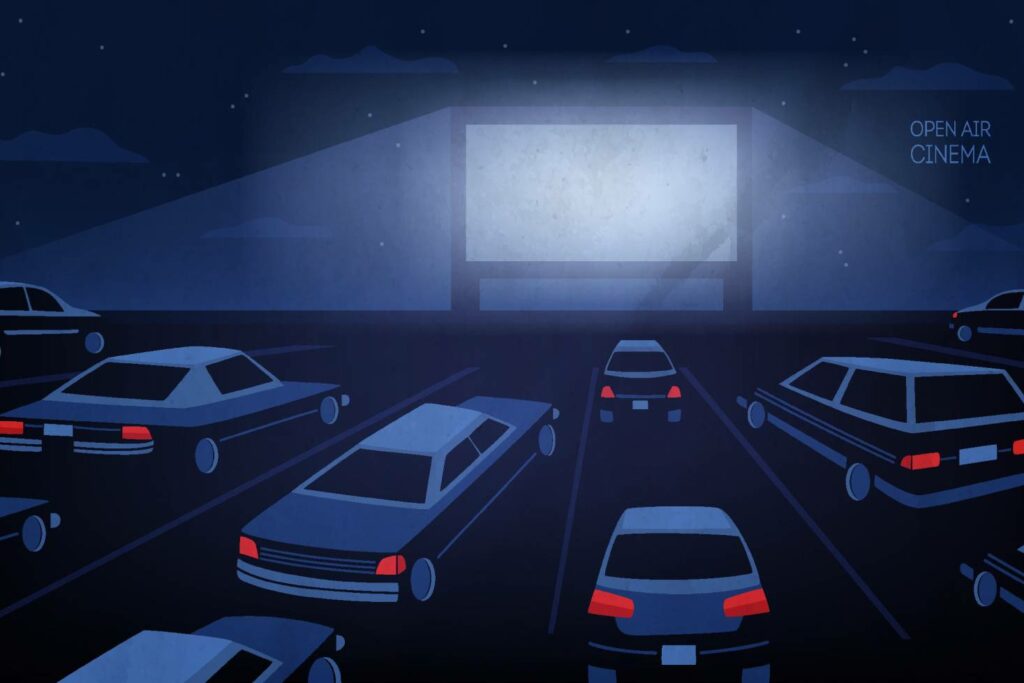 drive in movie theater with cars min