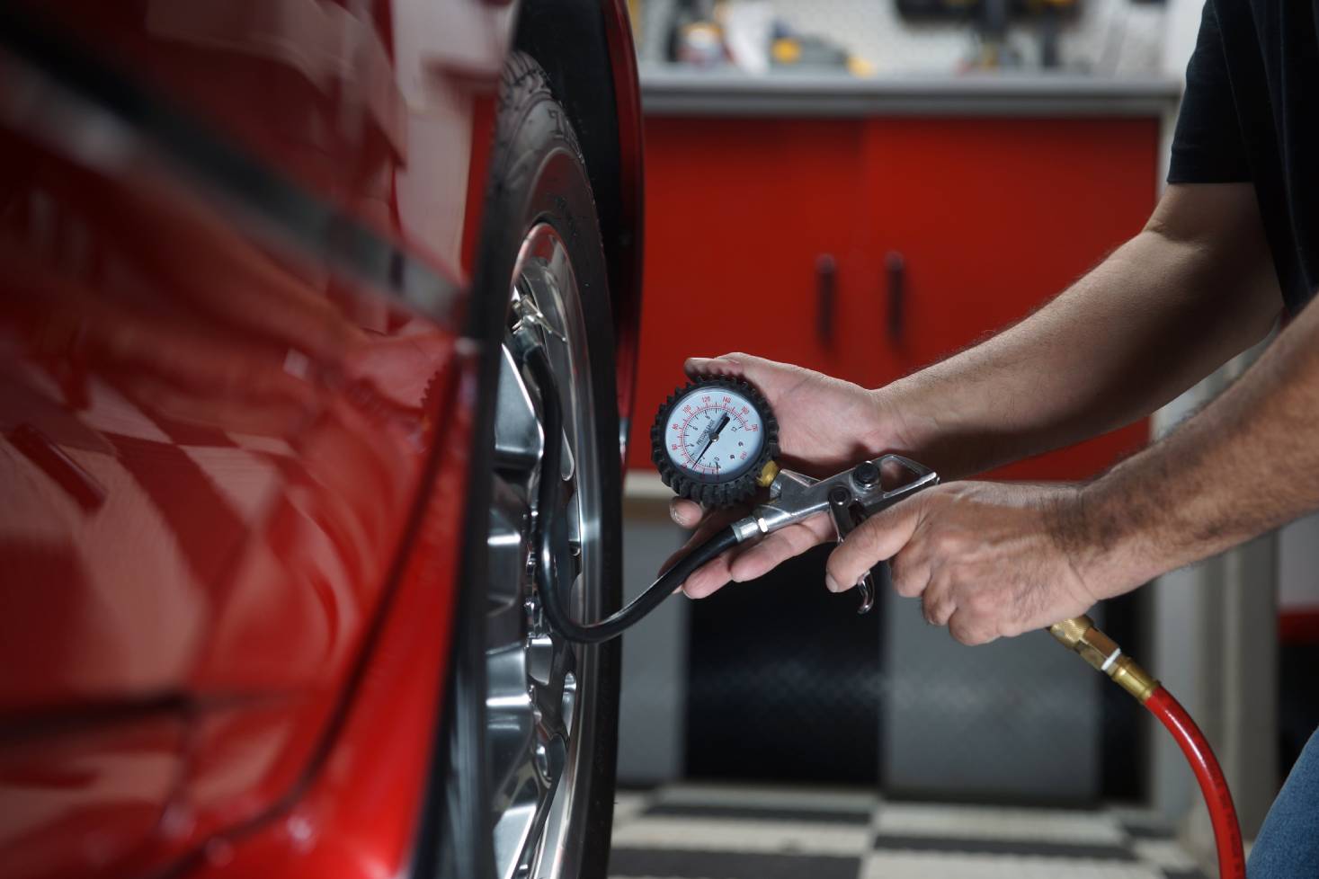 Checking tire pressure