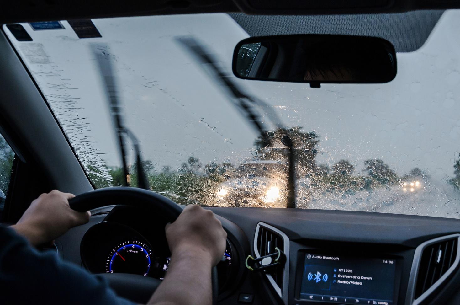 Driving in heavy rain